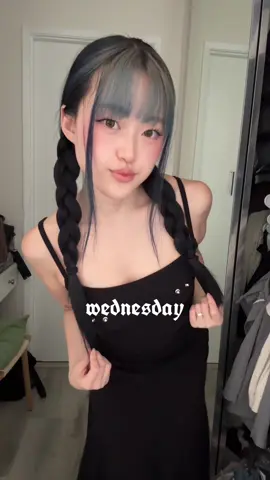 i need to watch wednesday now !!  #wednesday#OOTD#fit#addams#addamsfamily#emo#emocore#goth#gothcore#koreangirl#asian#socal#netflix#kmakeup#kbeauty