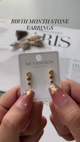 Nice birthstone earrings 😍🫶🏻 pwede for kids, teenagers and adults‼️😉#stainlesssteel #nontarnish #hypoallergenic #foryou #birthstone #stones #affordable 