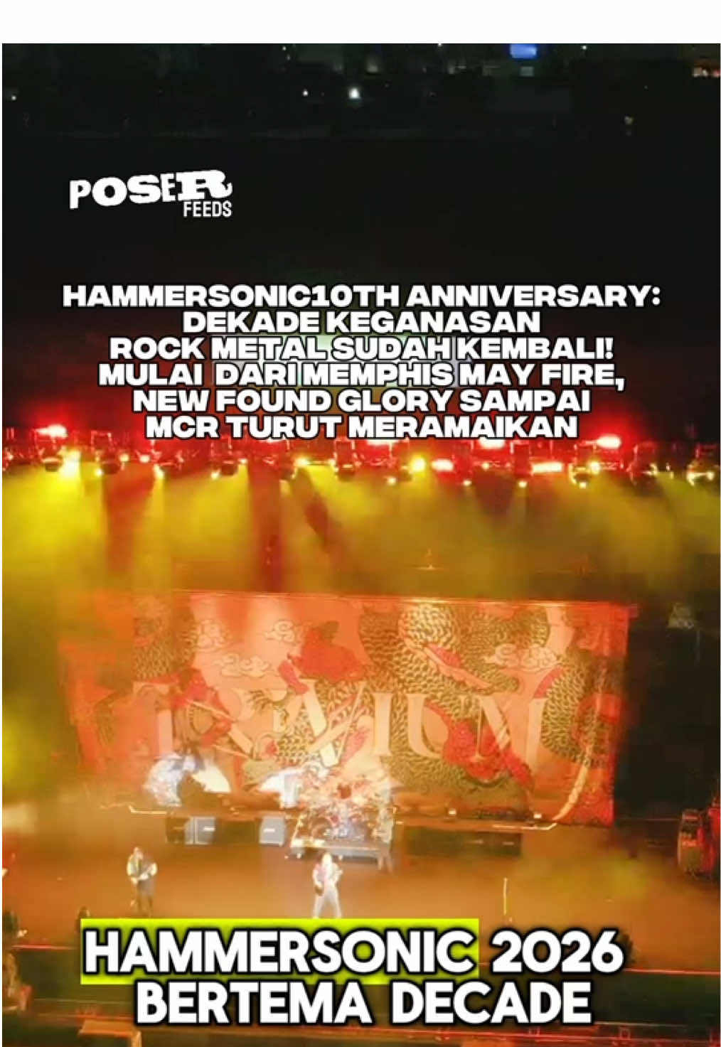 🔥 HAMMERSONIC 2026: DECADE OF DOMINION 🔥 Festival metal dan emo terbesar di Asia Tenggara balik lagi! 2–3 Mei 2026 | Venue : NICE PIK🤘 💥 Day 1: Parkway Drive, Fleshgod Apocalypse, Of Mice & Men, Memphis May Fire, BlesstheFall 💥 Day 2: A Skylit Drive, Knuckle Puck, New Found Glory 🖤 Headliner: MY CHEMICAL ROMANCE 😱🔥 Ini bukan sekadar konser—ini reuni besar pecinta metalcore & emo! Siapa lagi yang kalian mau di-line up? Tulis di kolom komentar ⬇️ Dan FOLLOW buat info lengkap, tiket, dan update band selanjutnya! 🚨🎟️ #Hammersonic2026 #MyChemicalRomance #EmoIsNotDead #MetalcoreIndonesia #FestivalMusik2026 #Newfoundglory #KonserJakarta 