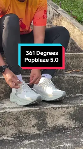High stack cushion running shoes by 361 Degrees Popblaze. 5.0 🚀 ketebalan yang sangat selesa buat pelari santai 🤩 #Running #briskwalk #easyrun #kasutmurah #runningshoes 