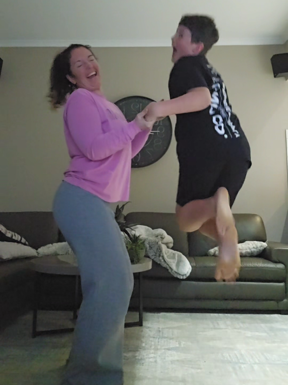 told him we both jump...had to do this trend 🤣🤣 #trending #viral #funny #kids #family #mumsoftiktok #fun #trend #viraltiktok #fyp #prank 