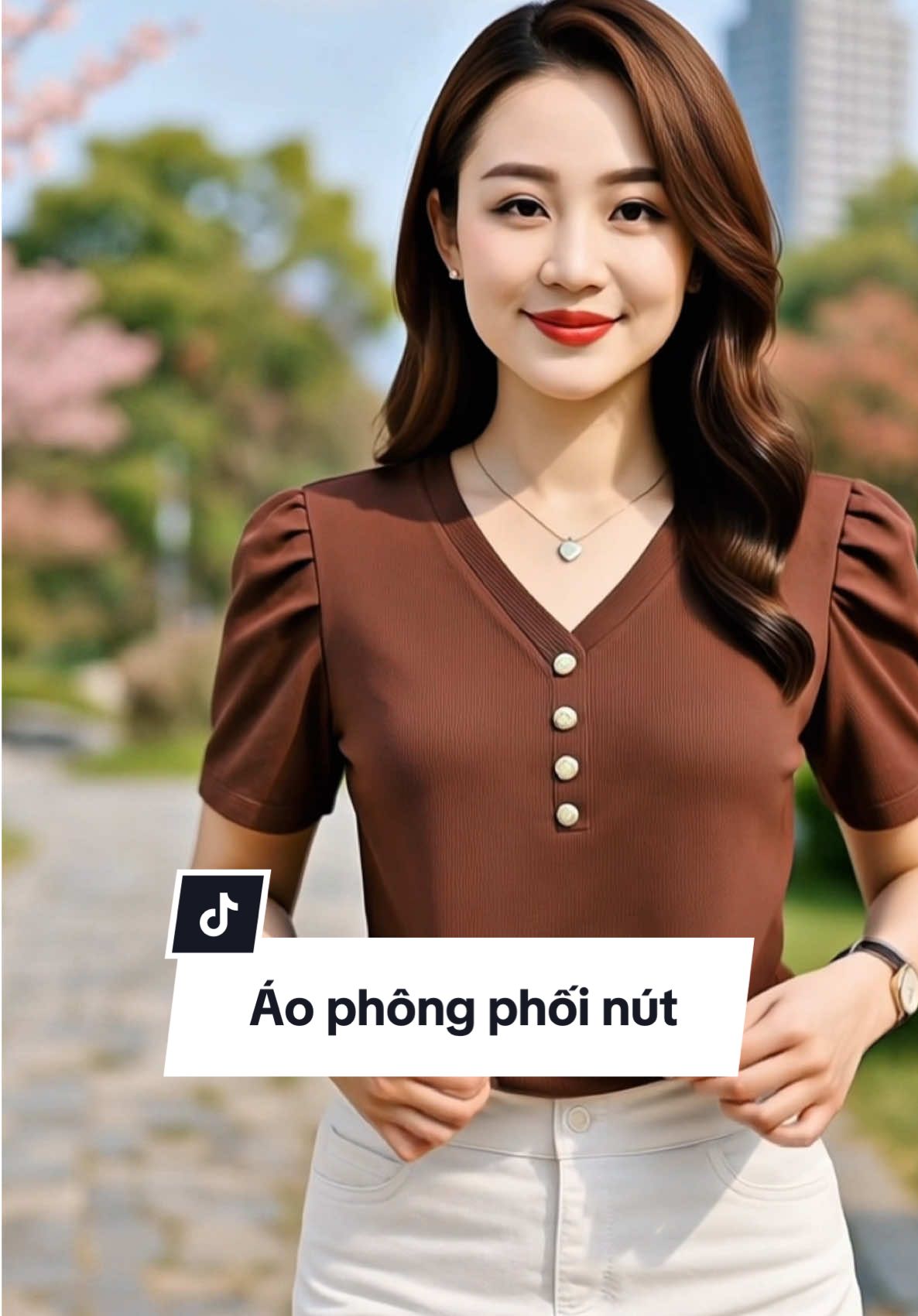 Áo phông tay phồng phối nút #thoitrangnu #viral #fyp #xuhuongtiktok #OOTDVietnam #xuhuongtiktok2025 