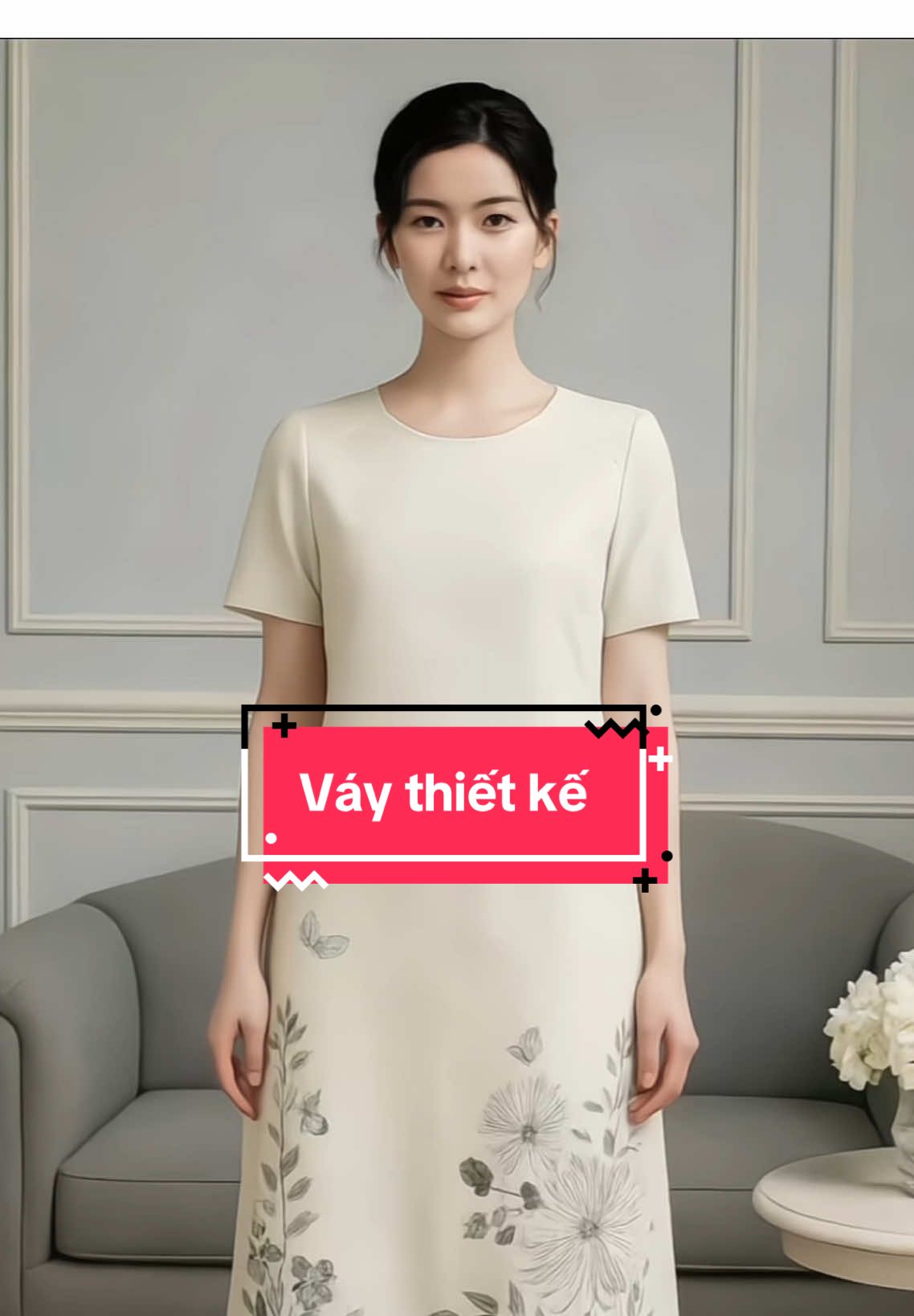 Đầm trắng kem thêu hoa tinh tế, chất liệu cao cấp, dáng suông thoải mái, tôn dáng và sang trọng, phù hợp dự tiệc hoặc gặp gỡ.#dotrungnien #vayxinh #thoitrangnu #vaythietke 