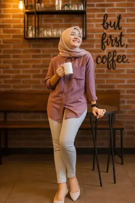 kemeja polos wanita lengan panjang C bahan rayon twill premium terbaru Kain Lembut Tebal full Kancing depan cocock pemakaian Formal Busui Tangan paanjang