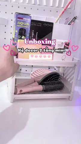 Kệ xinh mà rất chắc nha đựng được siu nhìu đồ🥰✨#decor #kedecorbanhoc #decorbanhoc 