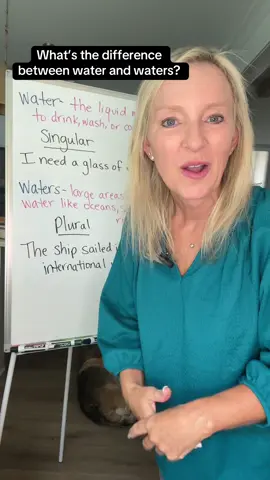 🧐What’s the difference between water 💦 and waters 🌊?  🖍️ Need Expo Markers like the ones I use? Check out my TikTok Shop. 🛍️There are other helpful English learning tools there also.  #LearnEnglish #whatsthedifference #englishvocabulary #speakenglishconfidently 
