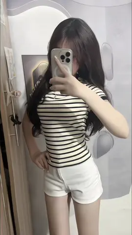 Áo Thun Ôm Sọc Chiết Eo 🛒 @Hp fashion- xưởng may sỉ #aothun #aothunombody #aonu #aoombody #thoitrangnu 