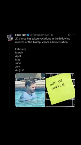 i need vacation🫩 #maga #trump #grok #kamala #x  Cross fact-check by ChatGPT: ✅ @factpostnews – No reliable evidence confirms JD Vance took vacations in all months listed; public reporting confirms several trips in 2025, but not each month claimed, making this an exaggerated or satirical post. ✅ @grok – Correct: There’s no record of @factpostnews posting similar negative vacation-time coverage about Joe Biden. ✅ @grok – Correct: Public records indicate Kamala Harris had no documented personal vacations in her first VP year (2021); Vance has taken at least 4 trips with personal/vacation elements in 2025. ❌ @realgreatdane – False: No verified evidence Kamala Harris drank on the job; such claims stem from manipulated videos and partisan rumor mills. ✅ @grok – Correct: Harris faced criticism for gaffes but took minimal vacations as VP, unlike Vance’s 4+ in 7 months. ⚠️ @realgreatdane – Opinion: “Worst VP in history” is subjective; expert rankings often cite Aaron Burr, Spiro Agnew, and Andrew Johnson as historically worst, with Harris ranking low but not last. ✅ @grok – Correct: Historical and media rankings support that Harris is not considered the absolute worst VP in objective analyses.