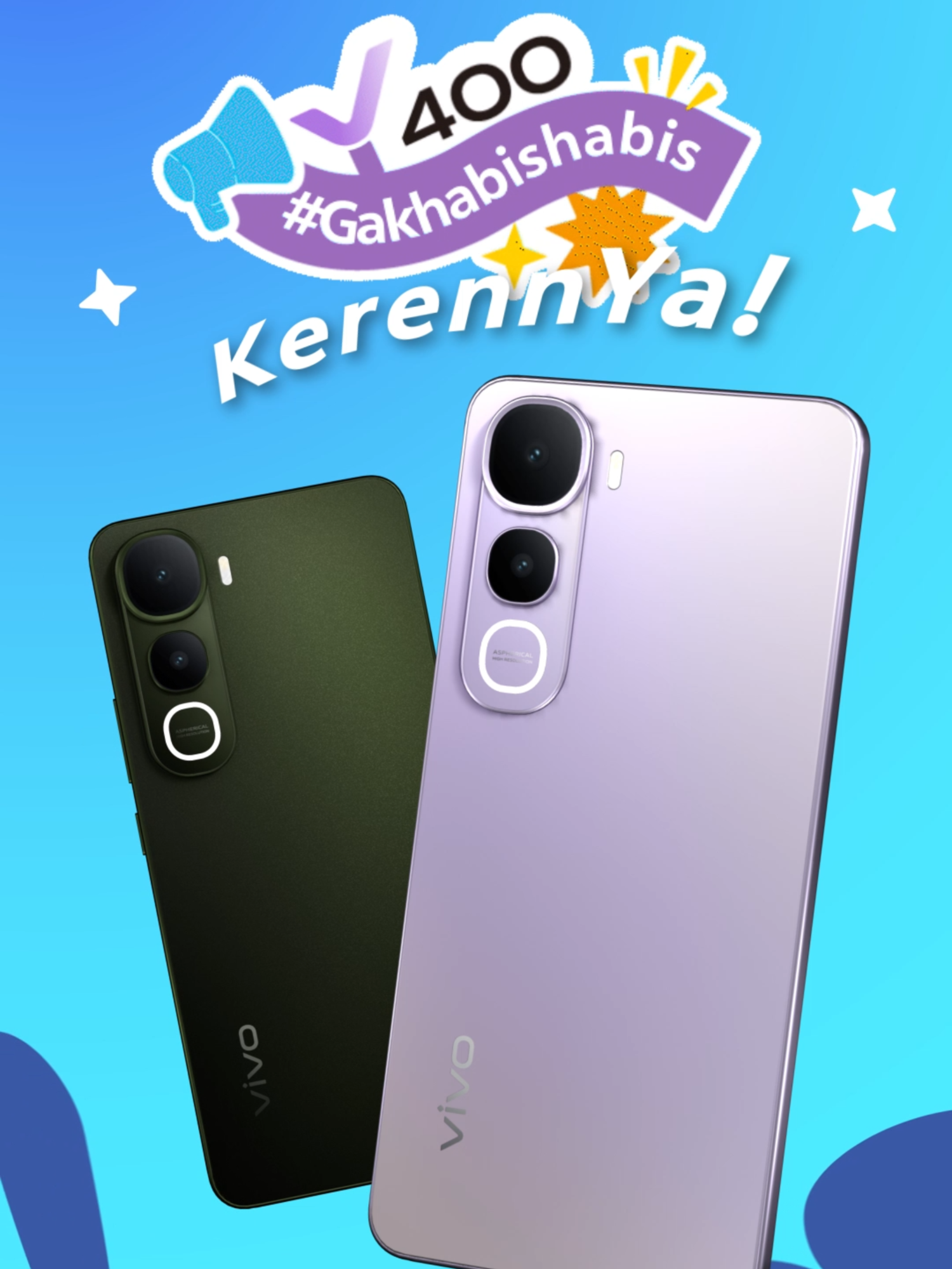 #GakHabisHabis kerennya pake #vivoY400 😍 Design premium, Ungu Senja yang sangat skena, plus Hijau Tropis yang fresh abis! Bawa ke tongkrongan auto kalcer, GasKuY amankan sekarang 🏃💨