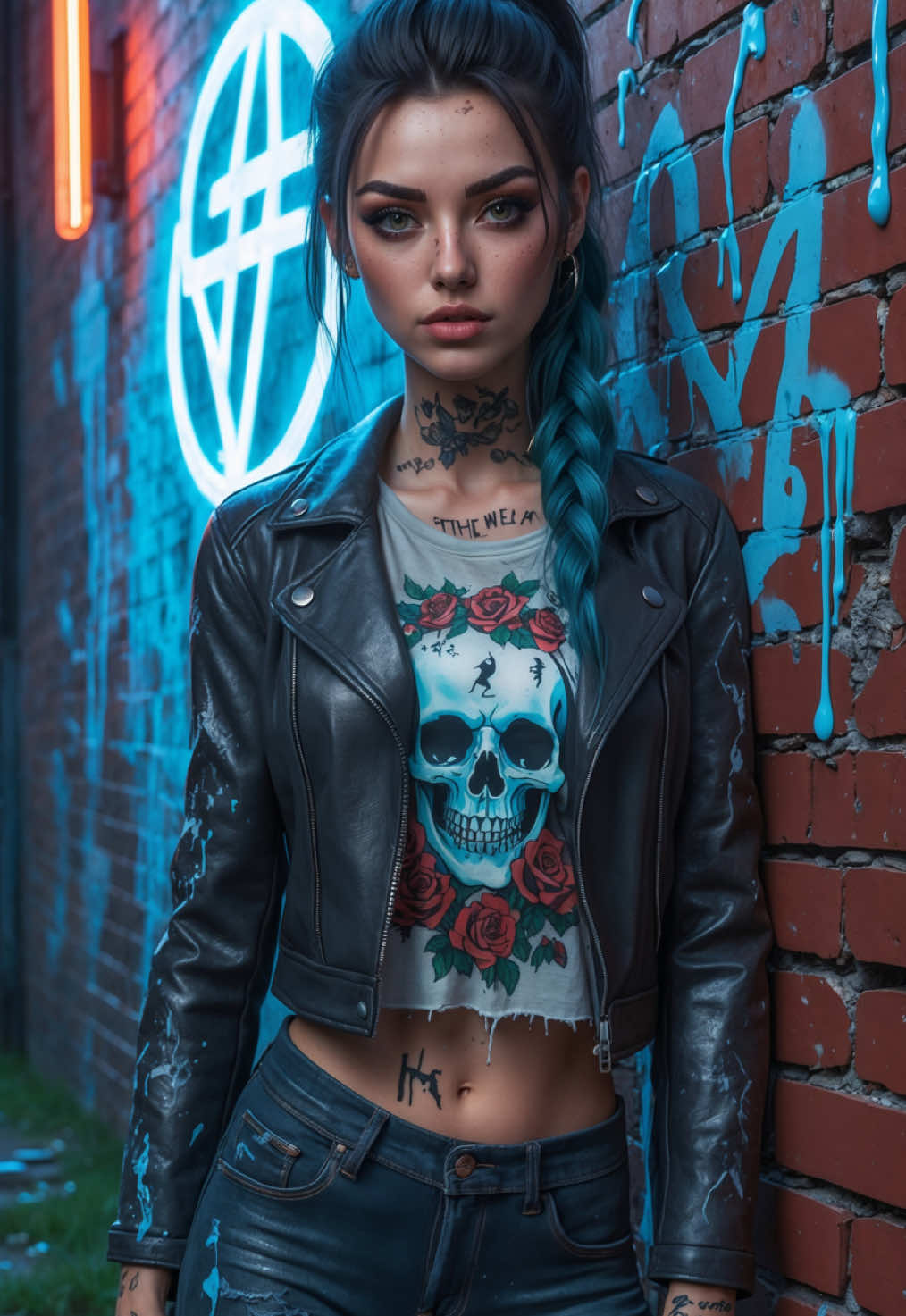 She Loves Me Not💔 _ AI animated character design concept. Featuring a beautiful and rebellious woman doing graffiti. _ Like, Share & Follow for more. Daily drops. _ #aiart #metalheadgirl #digitalart #aianimation #paparoach 