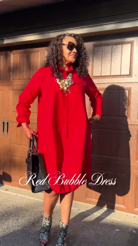 Such a cute little red dress with this perfect bubble hem! Such a versatile piece that you can wear with a belt or without! It also comes in other colors if red is not your thing. You can shop this from the link in the video #fallfashiontrends  #tiktokmademebuyit  #dresses #midsizefashion #fashonover40 