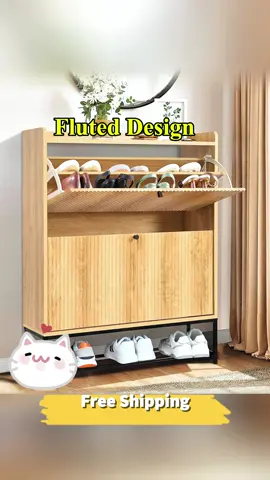 Tired of tripping over shoes? 😅 This slim cabinet keeps everything organized & stylish. #Giratree #Giratreefurniture #entrywaydecor #shoestorage #clutterfreehome #furnituretok