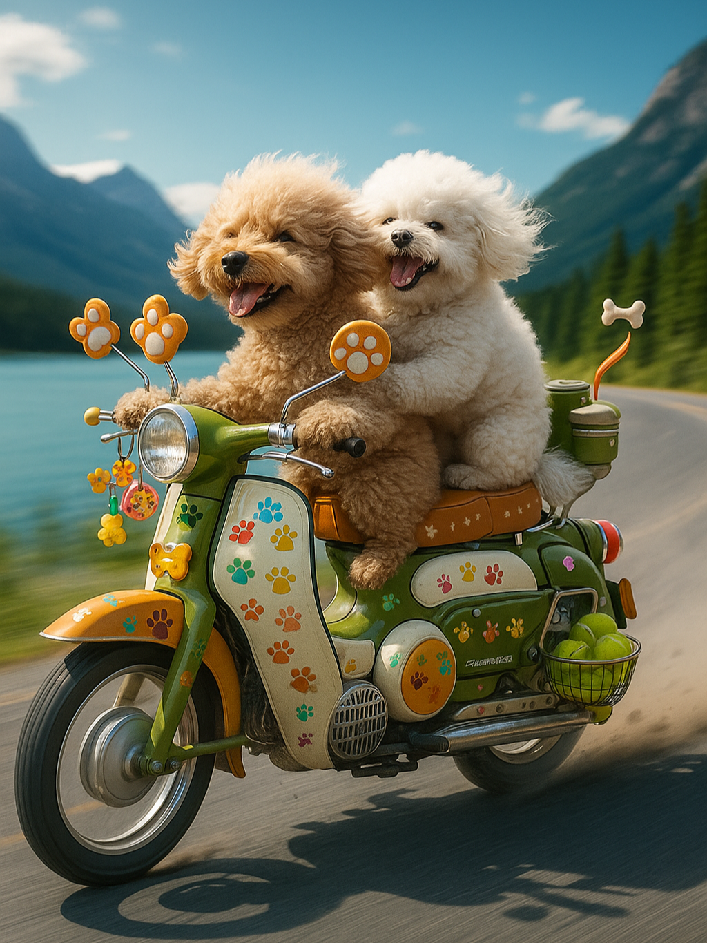 Two-dles on the throttle. 🐩🐩💨 #DoubleFloofDrive #TwinTails #PoodlePower #FuriouslyFast
