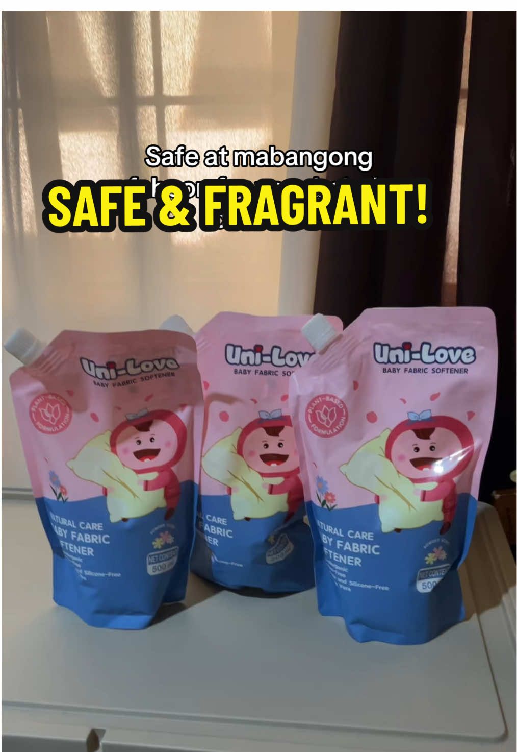 Mabango at safe na fabric conditioner para sa mga damit ng baby mo! #fabcon #fabricconditioner #unilove #babyclothes #babyneeds #babyessentials #unilovefabricsoftener 