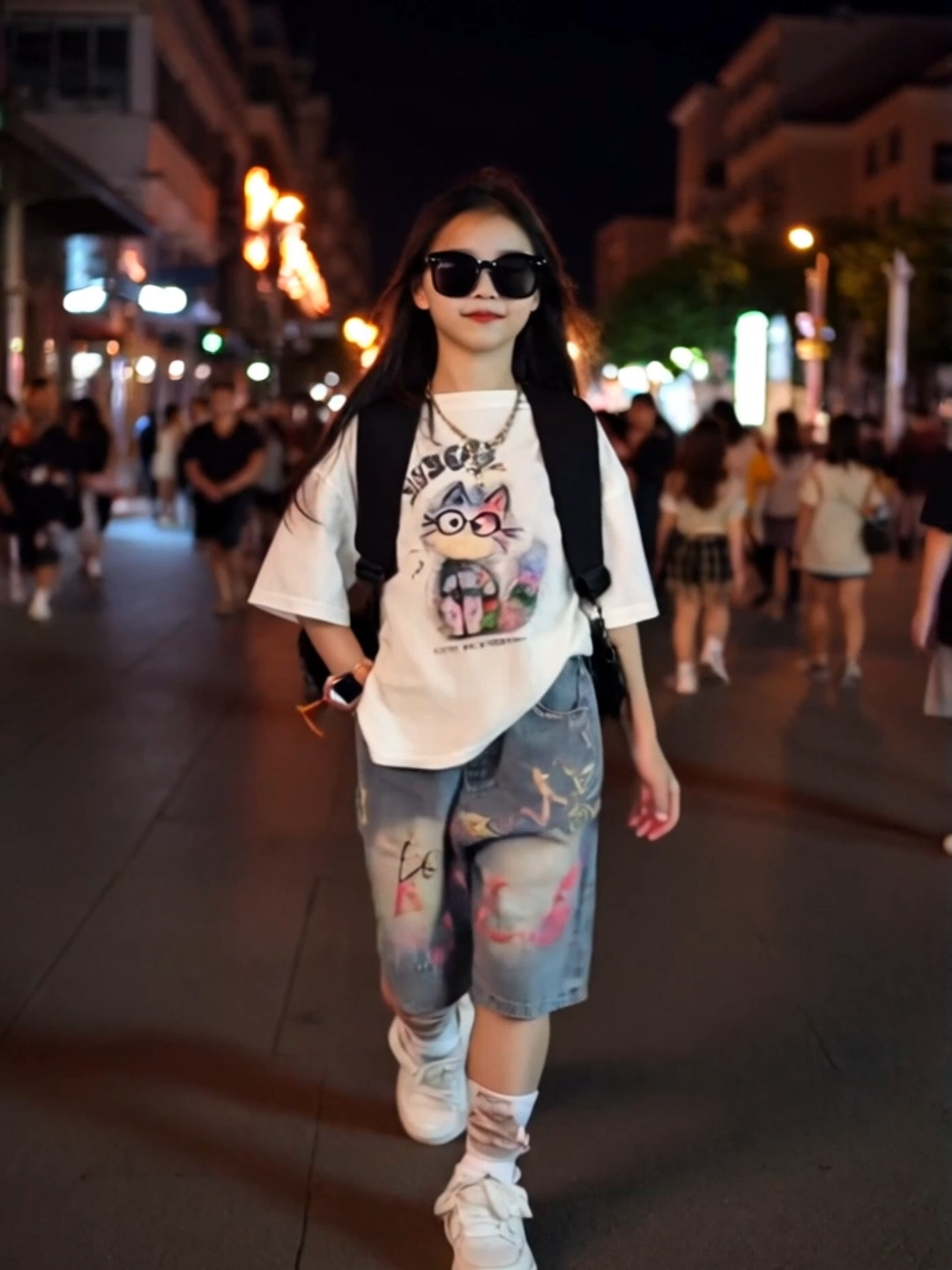 Sét Bộ Áo Phông Hình Con Mèo- Quần jean Chữ siêu ngầu cho bé gái!! #xh #thoitrangtreem #thoitrangbegai