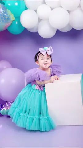 Amara Elisse turns one! Mermaid theme 💜🪸🐚 #CapCut #1stbirthdayphotoshoot #studio #mermaid #fyp 