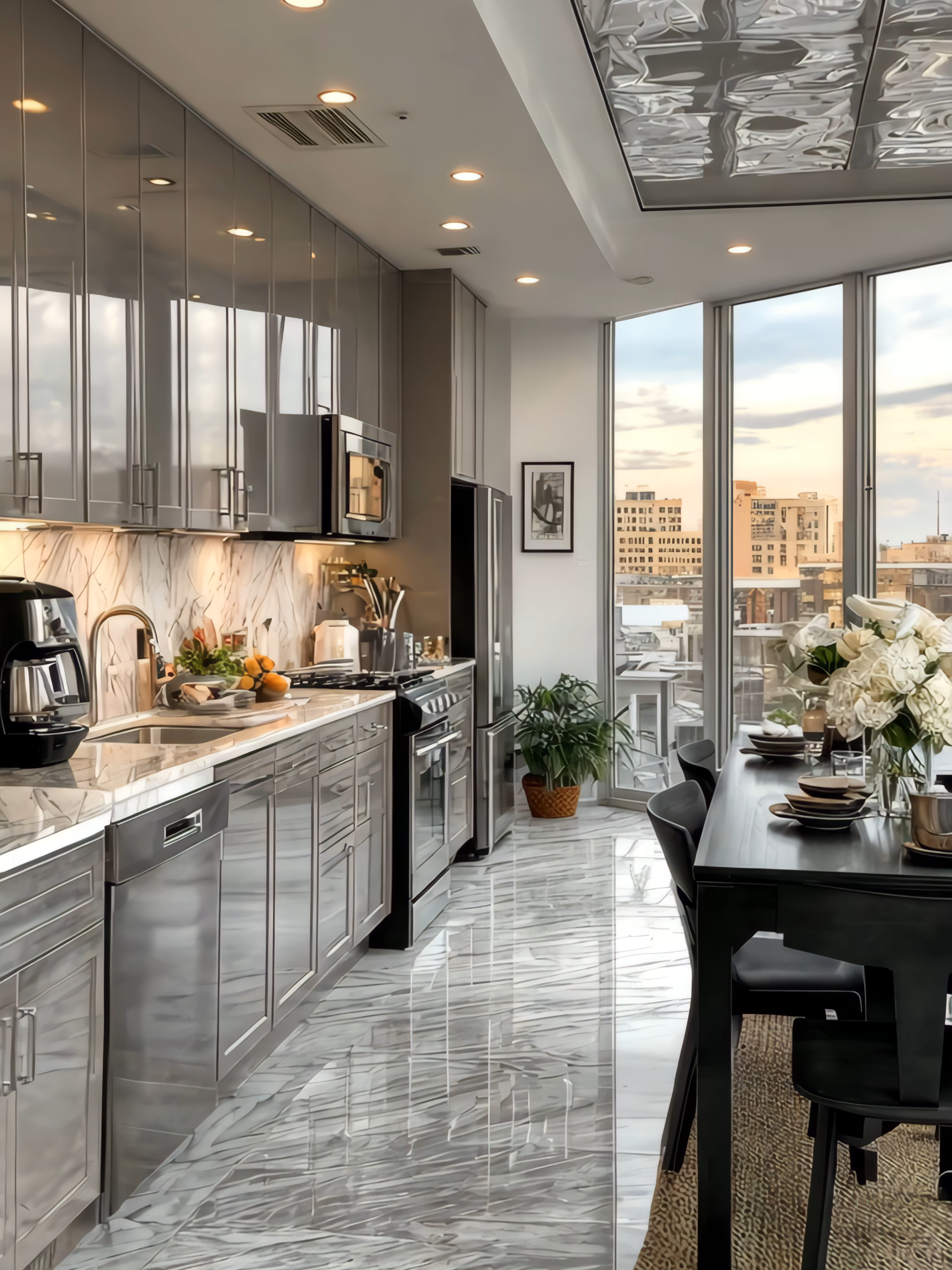 Ngồi đây ăn cơm mà ngắm hoàng hôn… chill hết nấc 🌅 #nhadeptugia #maunoithatdep #noithattugia #xuhuongnoithat #sangtronghiendai #noithatphongbep #phongcachphongbep #xuhuong #fyp