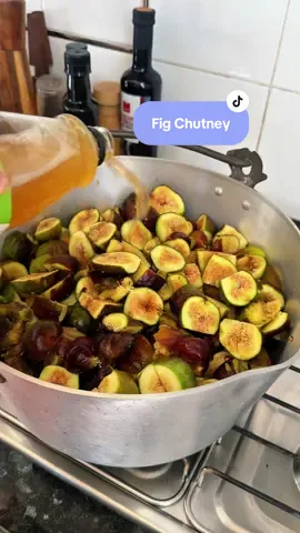 Recipe below 👇🏼  I love using up what we have in abundance and figs happened to come in bucket-loads earlier this year from Ari’s mum. This batch tasted absolutely 🔥🔥 Ingredients 500g fresh figs (chopped) 150g sultanas 250ml apple cider vinegar 200g sugar (brown) 2 tsp mustard seeds  200ml water 1 tsp salt Method 	1.	Prep the figs Wash and chop the figs into small pieces. 	2.	Combine base ingredients In a large pot, add the figs, sultanas, sugar, vinegar, water, salt, and mustard seeds. 	3.	Bring to a simmer Place over medium heat and stir until the sugar dissolves. 	4.	Cook low and slow Reduce heat and let simmer uncovered for 45–60 minutes, stirring occasionally, until the mixture thickens to a chutney consistency. 	5.	Check seasoning Taste and adjust salt or mustard if desired. 	6.	Jar it up Spoon hot chutney into sterilised jars, seal, and let cool. Store in a cool, dark place for up to 6 months (refrigerate after opening). #cooking #figchutney 