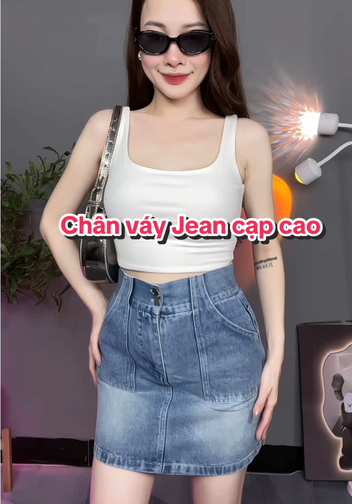 Chiếc chân váy Jean cạp cao tôn dáng 💃#chanvayjean #chanvaycapcao #chanvayxinh 