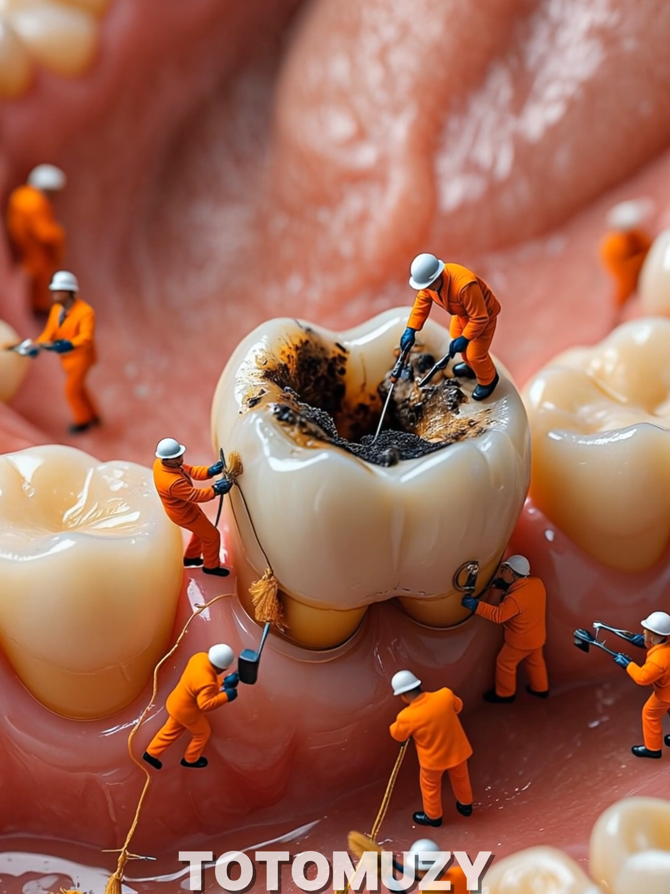 Tiny Workers Repair Rotten Wisdom Tooth – From Decay to Shine! 🦷✨ 👇 🎯 Create your own AI shorts here: Freebeat AI > https://surli.cc/bhotao #wisdomtooth #rottentooth #tinyworkers #oralcare #dentalrestoration #macroart #hyperrealism #miniworld #digitalart #dentalrepair #bluegel #teethpolishing #microworkers #3dart #surrealart #aiartvideo #reelsvideo #facebookreels #dentalcleaning #closeupmacro #toothrestoration