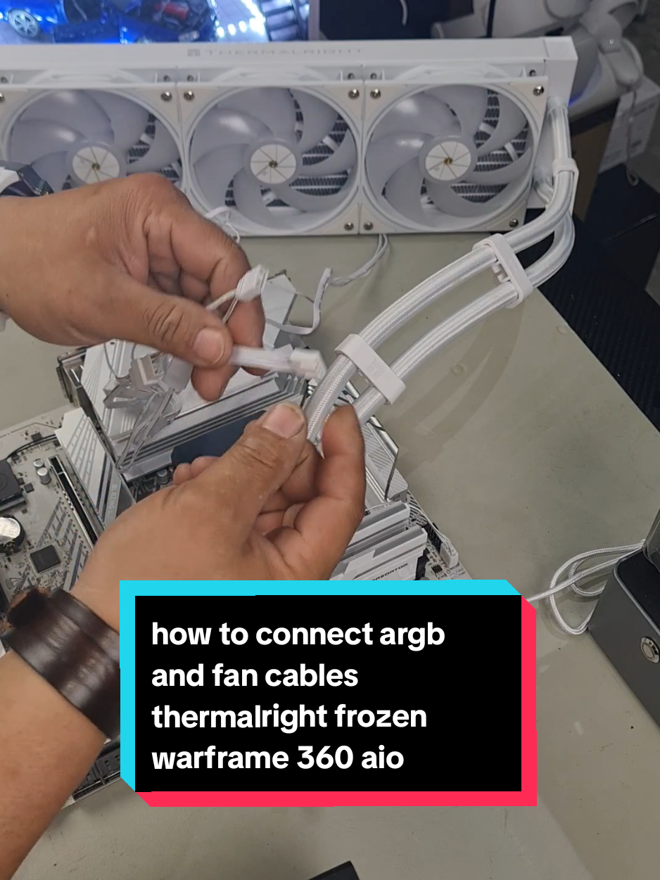 thermalright frozen warframe 360 aio liquid cooler. how to connect fans and argb cables  #aio #liquidcooler #thermalright #frozenwarframe #360mmAIO #LIQUIDCOOLER #howto #fans #connect #argb #rgb 