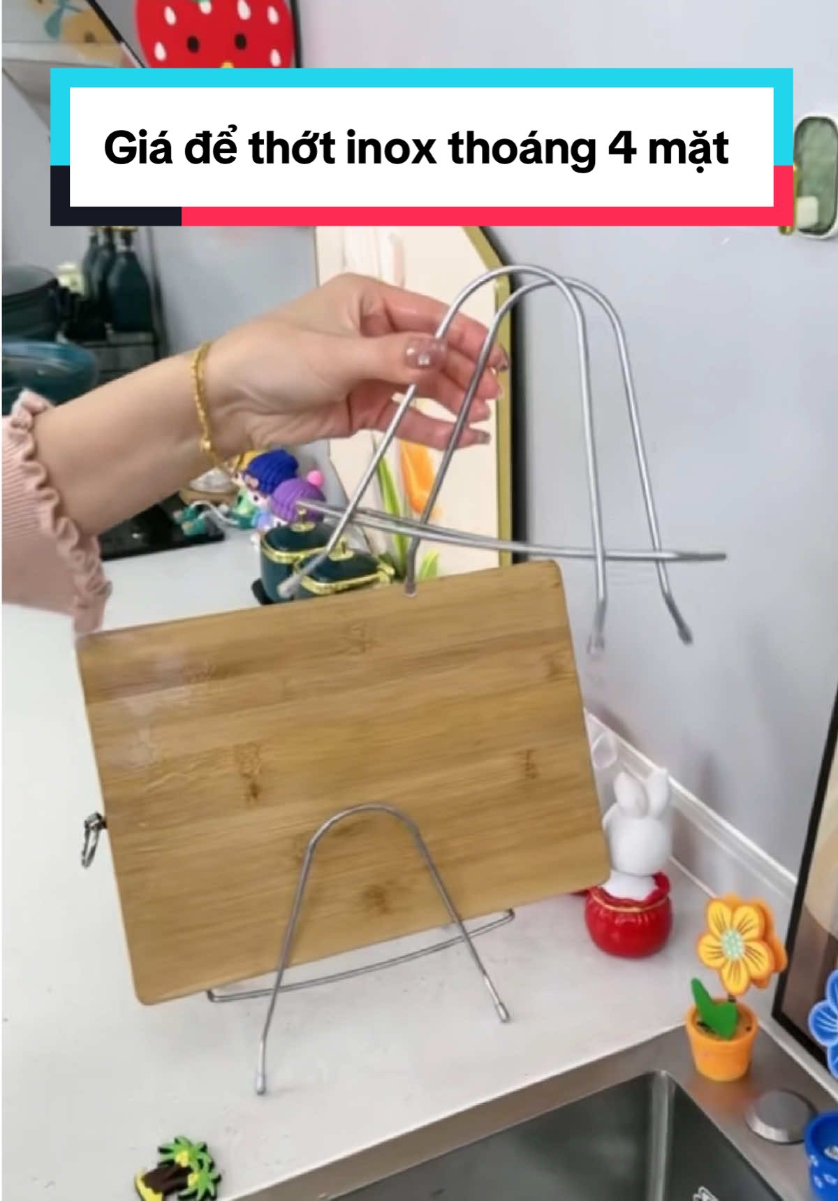 Giá để thớt inox thoáng 4 mặt #xuhuong #giadethot #giadethotinox #giadungtienich 