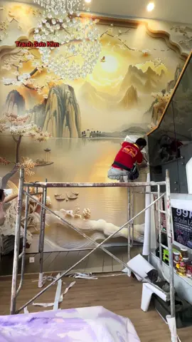 Siêu phẩm tranh dán tường 3D trang trí  tường phòng khách và cầu thang. #trangtrinoithat #tranhdantuong #tranhphongkhach #tranhcauthang #foryou 