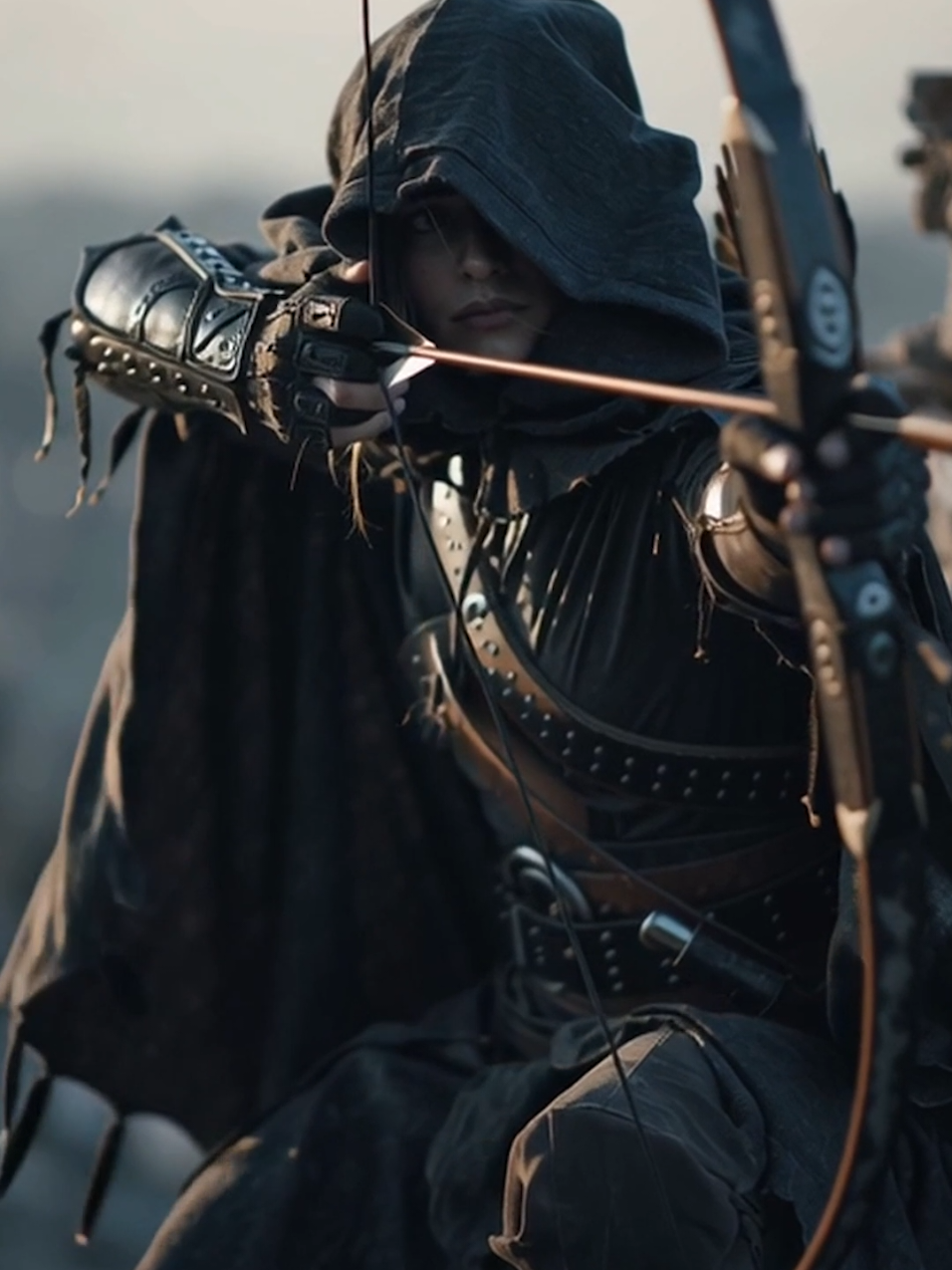 the rooftops Archer 🏹 fantasy live wallpaper. Fantasy story. Fantasy Character.  #arrow #livewallpaper #fantasy #midjourney #warrior #knight #archer 