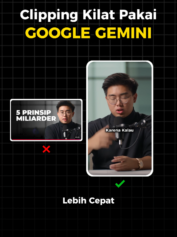 Trik Rahasia 🤫 clipping 10x lebih cepet pakai Google Gemini GRATIS‼️ ✅️ Follow akun ini untuk tips editing clippingan lainnya. Prompt (Google gemini): Anda adalah tim clipper (nama akun yang lo clip). Dari video ini (masukin link youtube) Temukan 5 moment yang berpotensi viral di media sosial. Berikan detail waktu mulai dan akhir, judul, serta alasannya. #videoediting #aitools  #editingvideo #timothyronald 