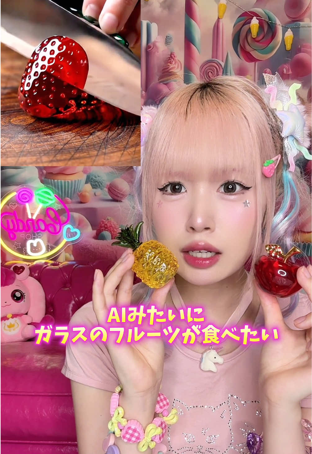 AIみたいにガラスフルーツを作って食べてみたい🍎#shorts #asmr #eating #food #お菓子 #お菓子作り #ai 