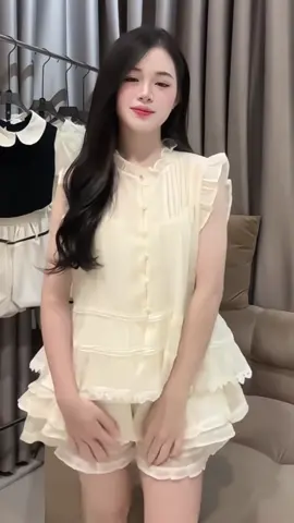 Sét Bộ Tơ Áo Bèo Mix Dập Ly Viền Bèo Xoè Kèm Chân Váy Xoè #fyp #outfit #xh #xuhuongtiktok #thoitrangnu #setvayxinh 