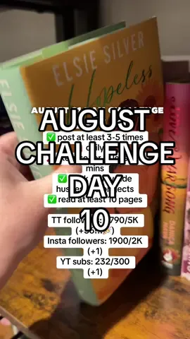 Day 10 of my August 31 day challenge!  #august #august31daychallenge #31daychallenge #challenge #challengemyself #goals #growthgoals #betteringmyself #roadto5k #roadto2k #smallcreator #contentcreator #nanoinfluencer #microinfluencer #tiktokshopaffiliate #tryingmybest #75hard #myversionof75hard #dailypost #dailyvlog #dailychallenge #accountability #accountabilitypost #literaryjustine 