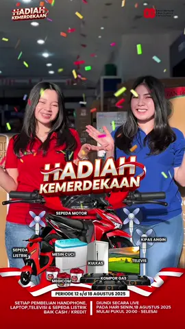 HADIAH MERDEKA 🇮🇩 Setiap Pembelian Handphone , Televisi , Laptop , E- Bike Merk Apapun Baik Cash Maupun Kredit Periode Pembeli 12 - 18 Agustus Dapatkan KUPON BERHADIAH. Akan Diundi Pada Hari Senin Tanggal 18 Agustus 2025. Pukul 20.00 - Selesai Live TIK TOK & INSTAGRAM Kami. #SuryaPhoneLamongan #hpmurahlamongan #ios #android #iphone #tv #laptop