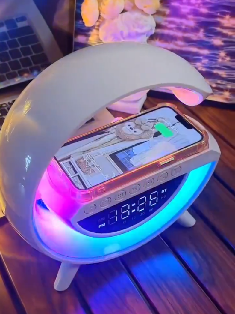 Multifunctional Bluetooth Speaker Wireless Charger RGB Night Light Speaker Bluetooth #TikTokShop #goodthing #foryou #fyp 