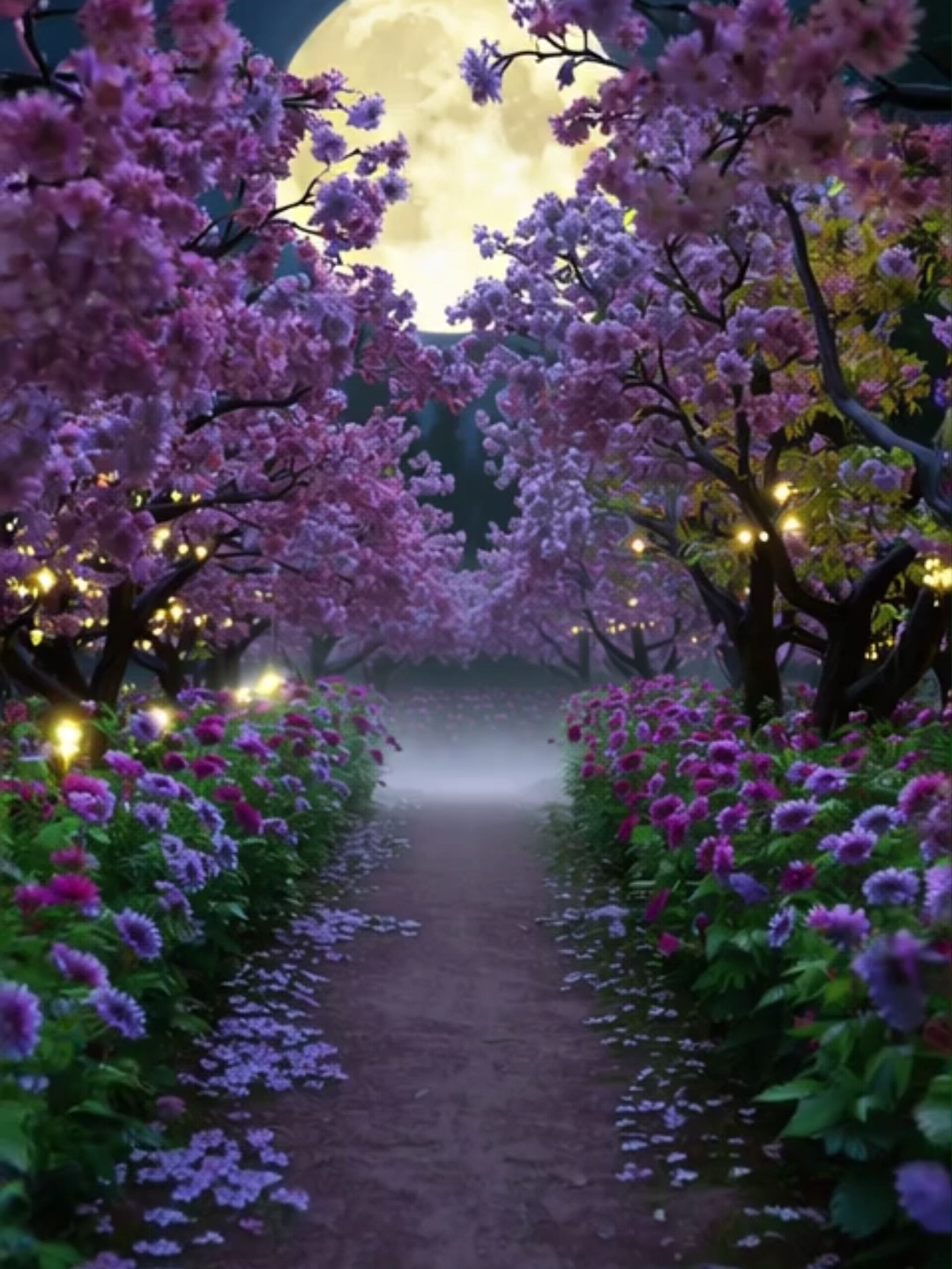 🌸🌙A serene moonlit night in the season of blooms 🌸🌌#fyp #naturevibes #beautifulmoon #naturelovers #peacefulnight #foryou #ธรรมชาติบําบัด #คลิปผ่อนคลาย #ดนตรีบําบัด #รีแลกซ์ #Relaxing #ฟีลกู้ด