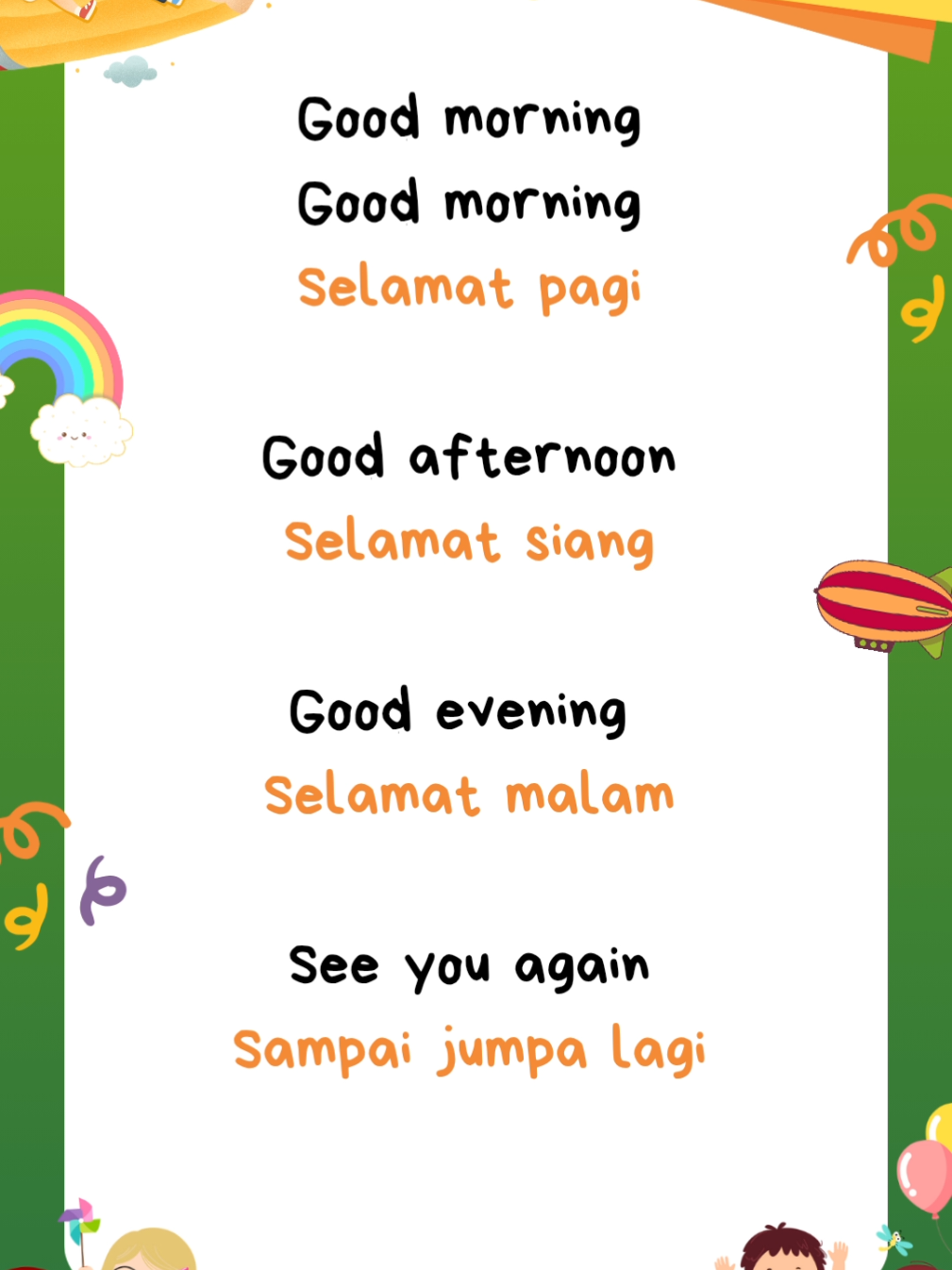 Greeting and parting. Mengenal sapaan dan perpisahan berbahasa Inggris untuk anak Paud, TK, dan SD. #greeting #parting  #kidssong #englishbeginner #belajarbahasainggris 