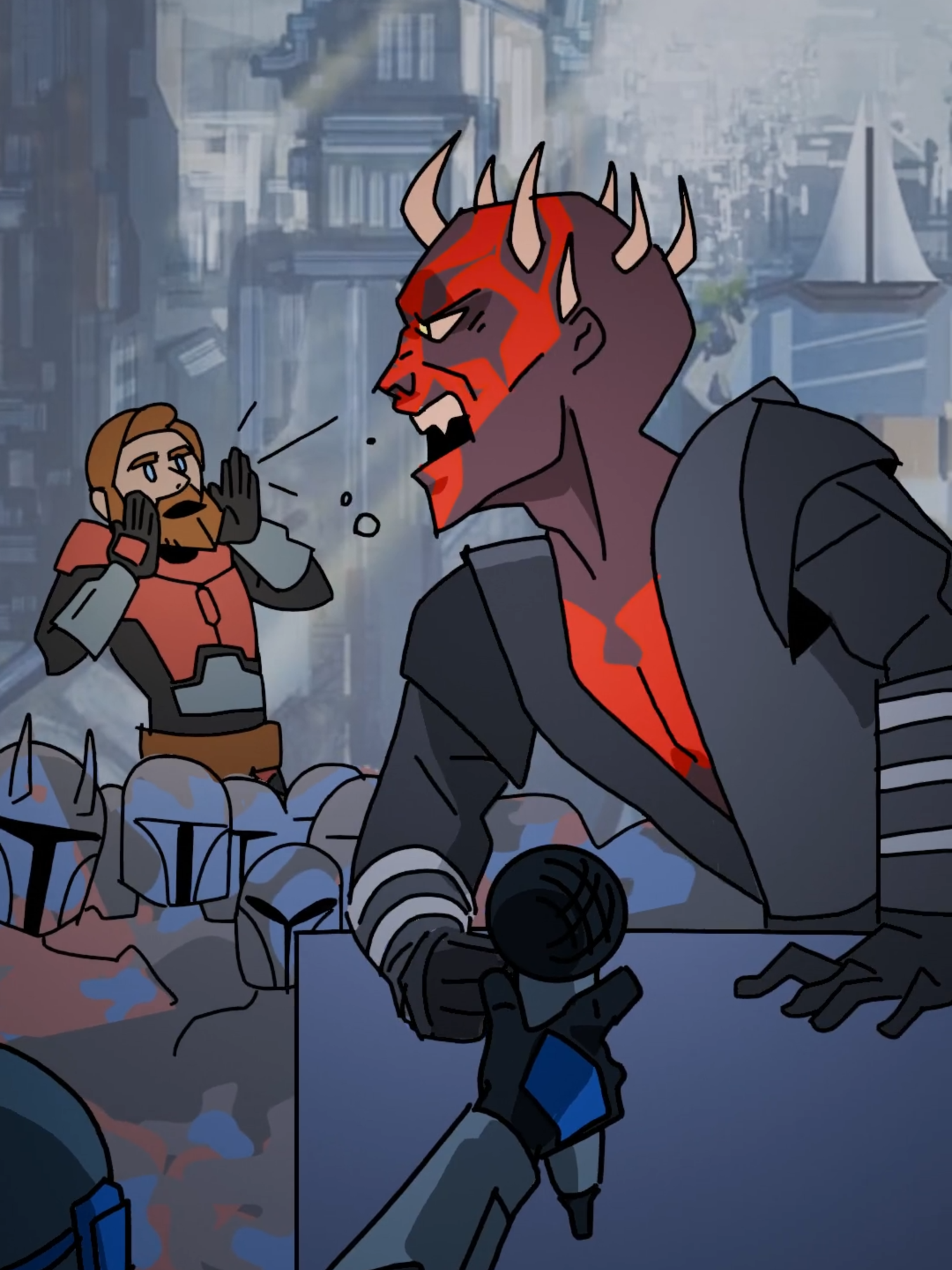 Average Mandalorian political debate. #clonewars #darthmaul #obiwankenobi #starwarsmemes #starwars #animation #mandalorian #clonewarsmemes  With all the Mandalorian political strife, its a good nation to take over. Maul just got really lucky it was also run by Obi Wan's gf. There's no way he could have known given even Anakin didn't until he met Satine.