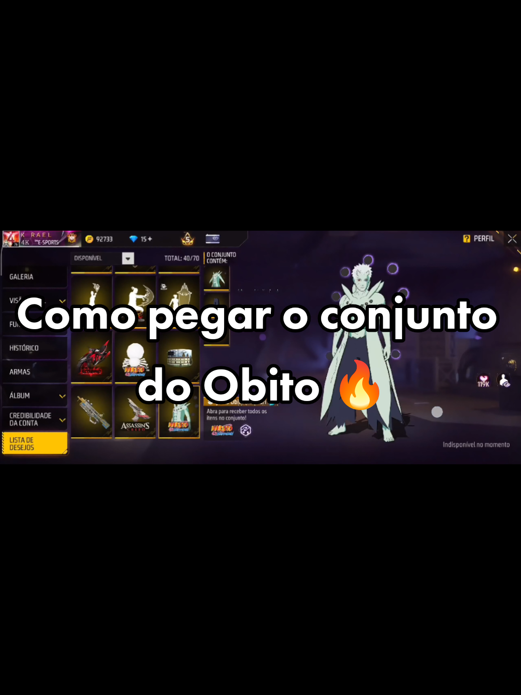 Como pegar o conjunto do Obito. Free Fire x Naruto #obito #ffxnarutoshippuden #freefirebrasil #freefireviral 