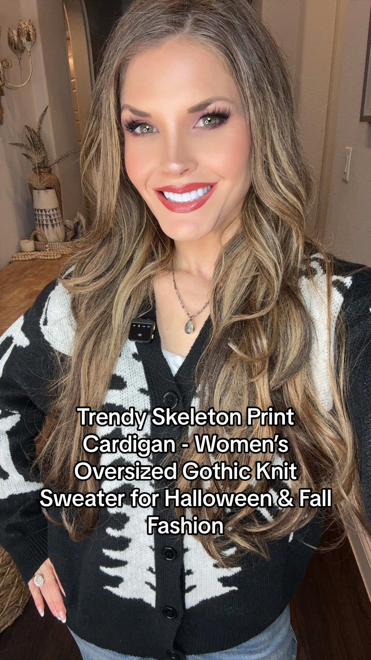 ☠️ Cozy, creepy, and totally chic. This skeleton cardigan is giving “cute but can still haunt your ex” energy. Perfect for fall, Halloween, or just embracing your inner spooky queen year-round. 🖤 #spookyseasonstyle #cozygoth #skeletonaesthetic #fallfits #skeletonsweater #halloweensweater #halloweenoutfit 