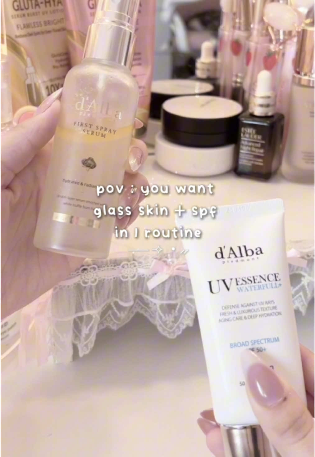 glass skin + spf = unstoppable ꒰ა ˚₊ ✧・┈・╴﹕꒰ ᐢ｡- ༝ -｡ᐢ ꒱﹕╴・┈・𐑺 ‧₊˚໒꒱ @DALBA  #dAlba #TiktokshopFinds #glassskin #kbeauty #koreanskincare #wonyoungism #fyp 