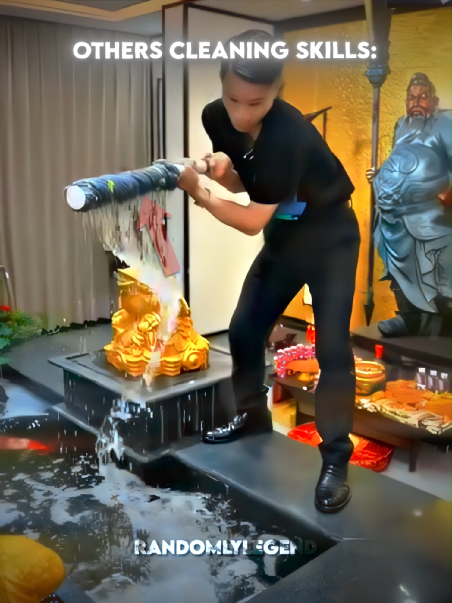 Song: Montagem para others cleaning vs this guy #cleaning #clean #wash #skulledit #coldestmoments #respect #viralrespect #robot #prank #cooked #trick #momentbeforeprank #prankstergetspranked #fyp #viral #funny #illusion #art #3dillusion #goalkeeper #robotgoalkeeper #streetart #3dart