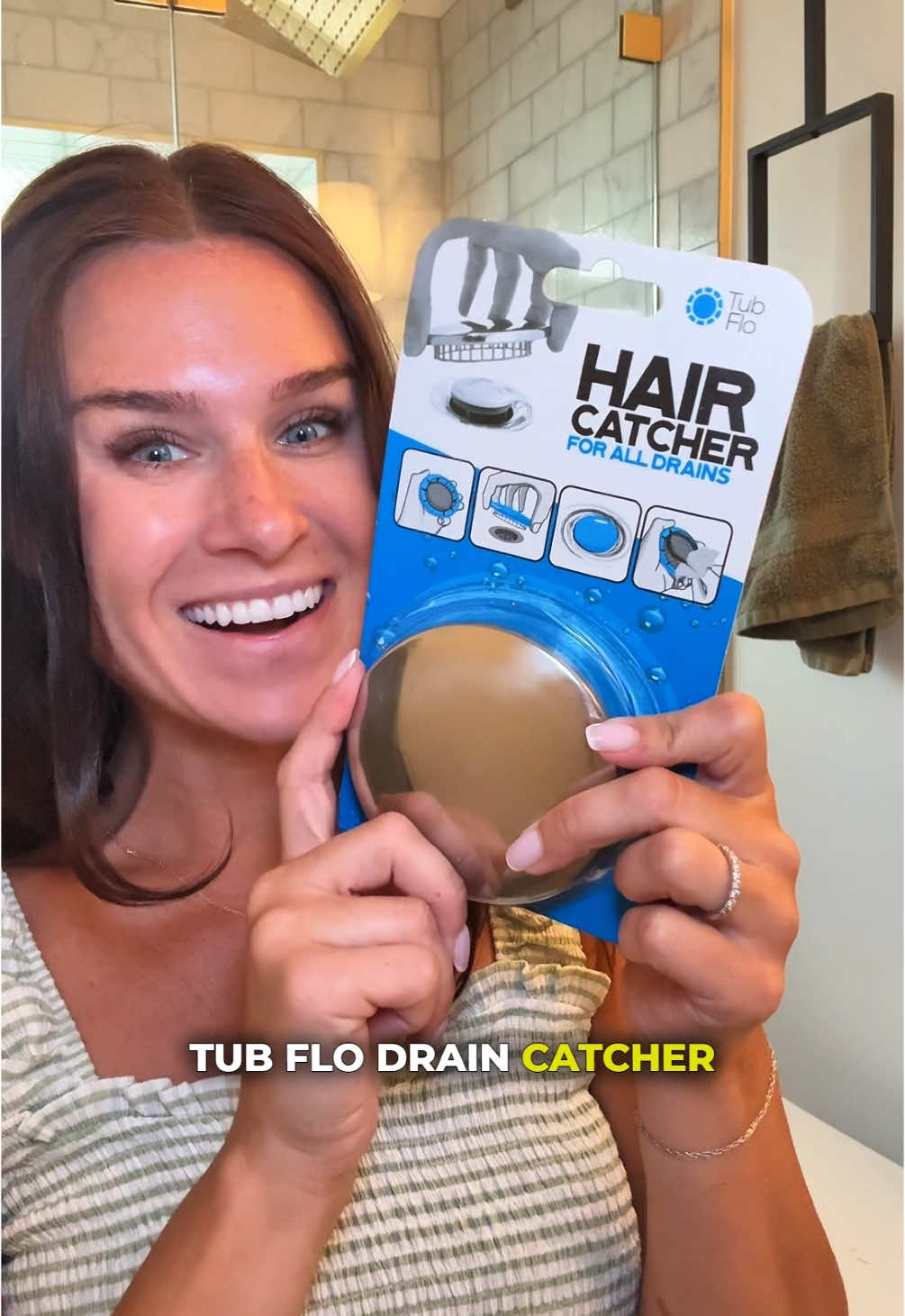 Catch hair before it clogs the drain — just place Tub Flo and forget it. #BathroomGadget #SmallHomeFix  #BathroomUpgrade #OrganizedHome 