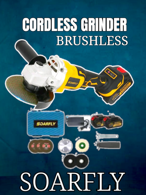 12000 RPM cordless brushless angle grinder, complete set ✅ SOARFLY  #anglegrinder #cordlessgrinder #soarfly #brushlessanglegrinder #soarflygrinder 