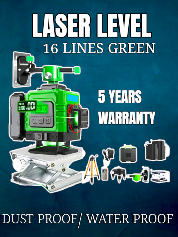 16lines LASER LEVEL complete set, at naka 5 years warranty pa ✅ dust proof at water proof narin 😱 #laserlevel #16lineslaserlevel #soarfly #greenlaser  #ComproDoPequeno #laserleveling 