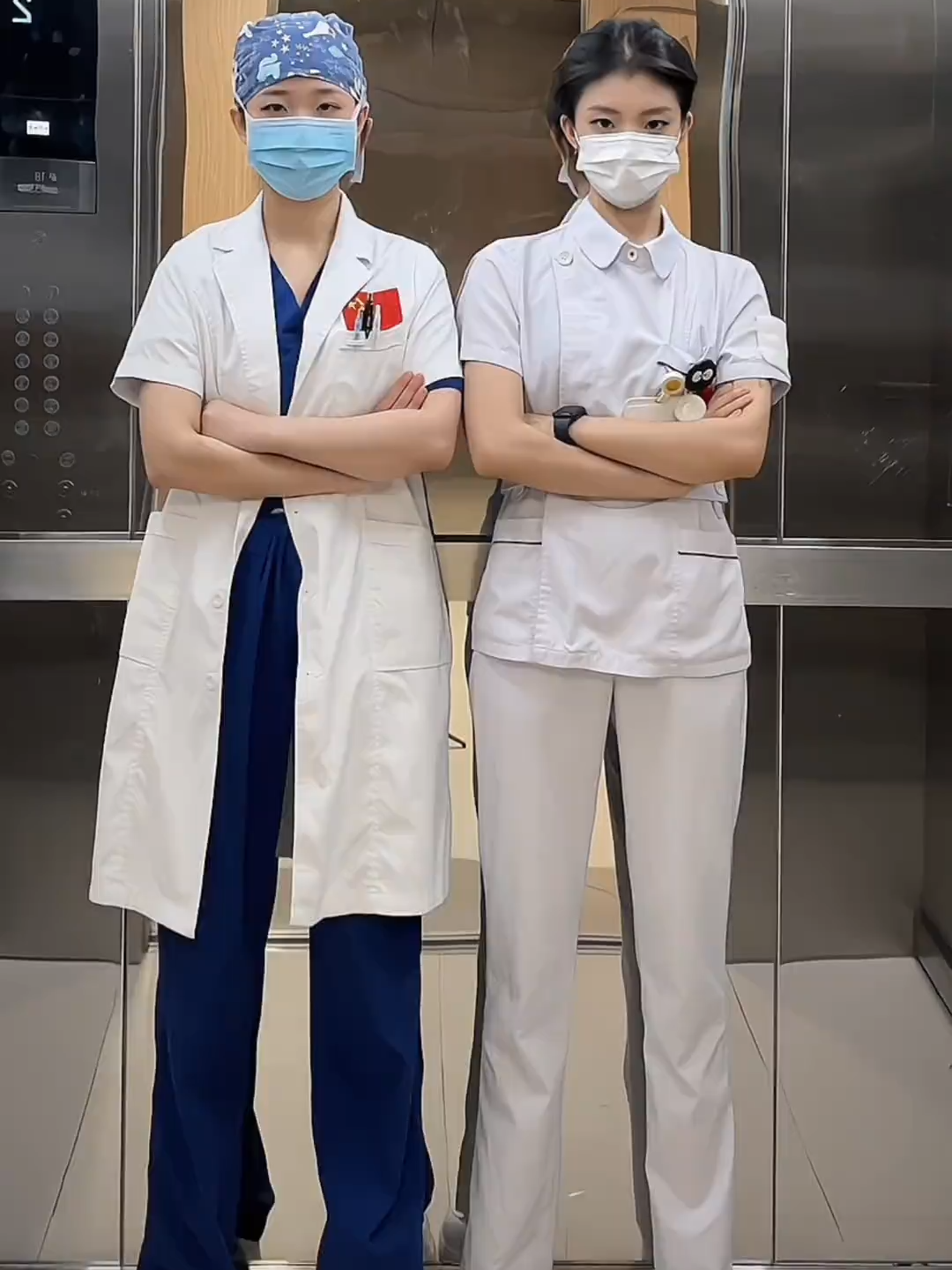 Watch the magic ✨ Nurse uniform to casual chic in an elevator second! Shift's over, style's on! 💃  #nurse #nursetok  #elevatorglowup#fashion