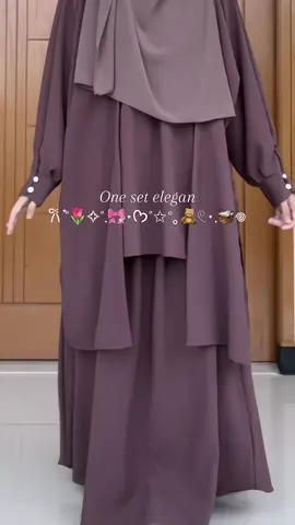 Gak perlu pusing mix & match kalau udah pake one set ini🤭#oneset #setelanmuslimah #onesetwanita #murahhhhbangetttttttt #abaya 