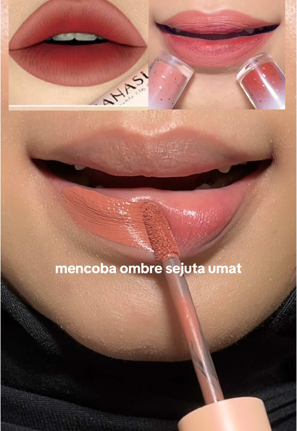 Replying to @intan ꪆৎ  mencoba ombre sejuta umat hanasui lip cream 🥰 #ombre #hanasui #makeup #beauty 