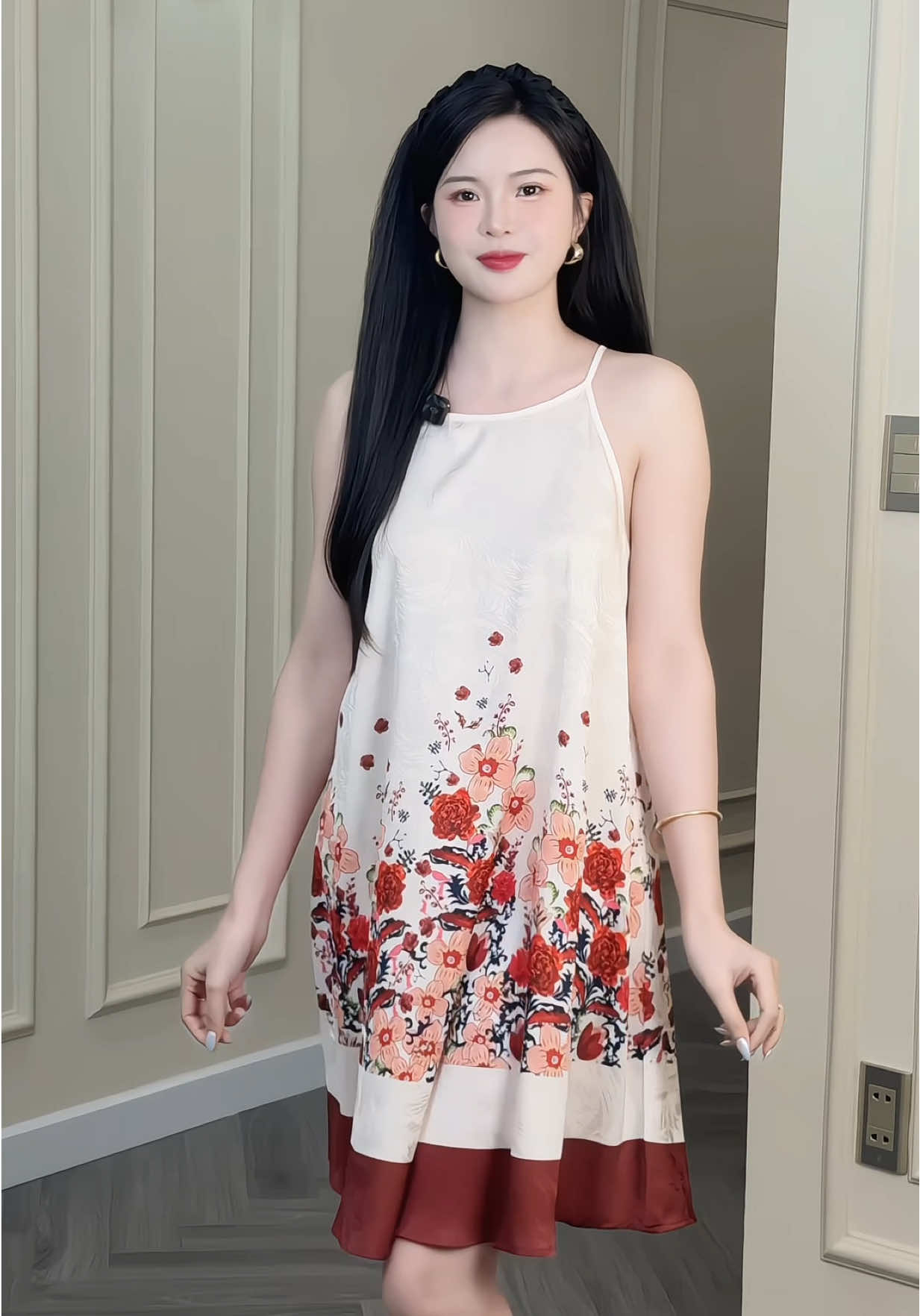 Đầm Ngủ Hai Dây Hoạ Tiết Loang #champhanreview #damngu #pijama 
