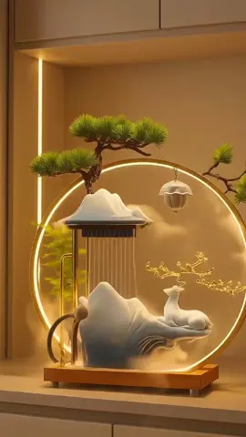 Trang trí văn phòng nhà cửa tuyệt đẹp với tiểu cảnh thác nước rèm mưa hươu tài lộc. #trangtrivanphong #quatangtangia #decorphongkhach #decorphongthuy #trangtriphongkhach 