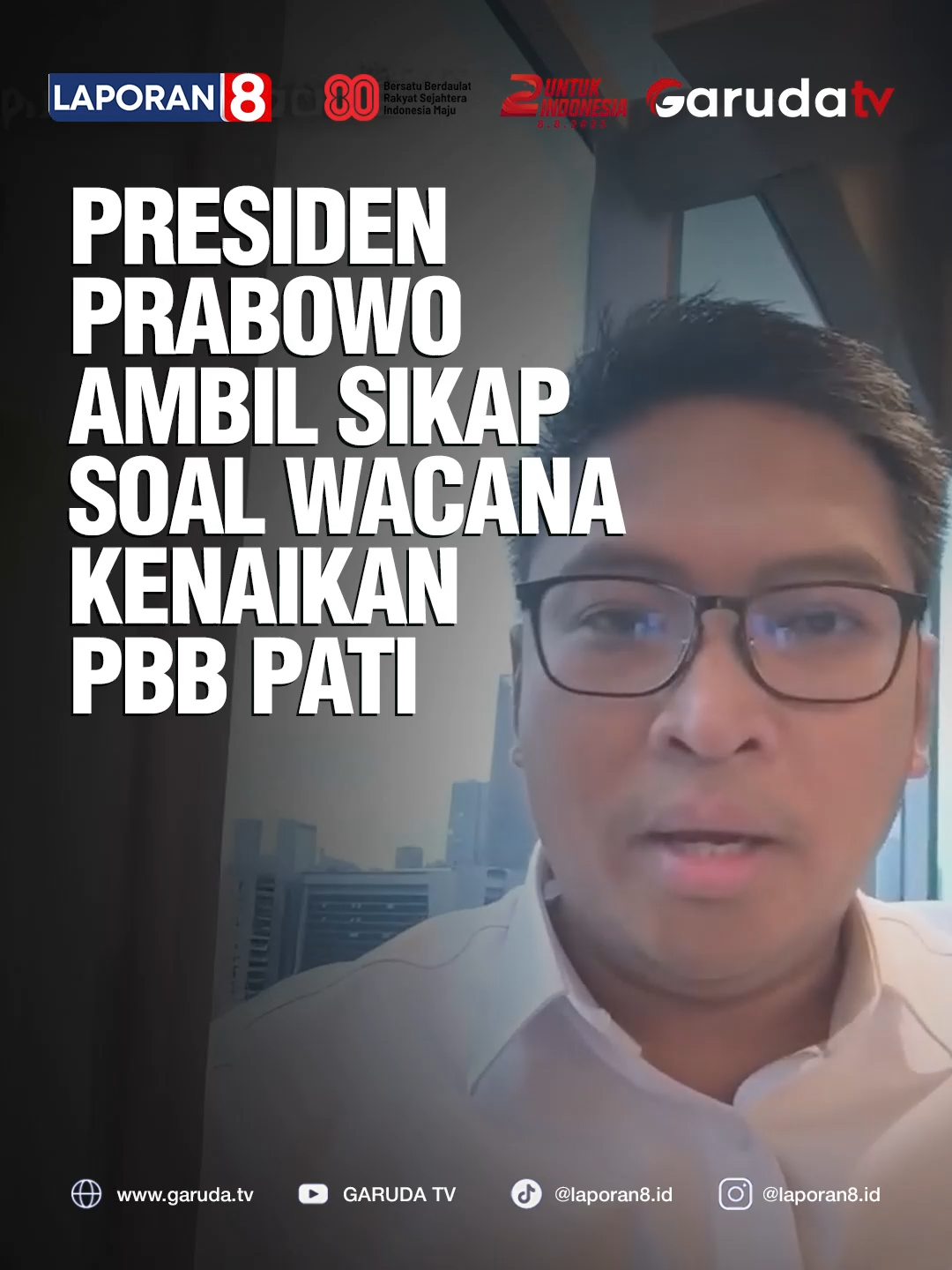 Presiden Prabowo Subianto menegur Bupati Pati Sudewo terkait rencana kenaikan Pajak Bumi dan Bangunan Perdesaan dan Perkotaan (PBB-P2) hingga 250 persen. Ketua DPD Gerindra Jateng sekaligus Wakil Menteri Pertanian, Sudaryono, mengungkapkan bahwa Presiden Prabowo telah memerintahkan pembatalan kebijakan tersebut. Bupati Pati pun langsung membatalkan rencana kenaikan PBB-P2 tersebut. Sudaryono menegaskan, setiap keluhan masyarakat akan selalu mendapat perhatian dari pemerintah maupun Presiden Prabowo secara langsung. Video | Editor : sudaru_sudaryono (Instagram) | Gigih Naskah | Admin : Sephia | Raihana 🌐 Saksikan Garuda TV di Free to Air atau Streaming melalui: www.garuda.tv | YouTube Garuda TV | Aplikasi Vidio | Wewatch | IndiHome CH111 | Transvision CH824 | FirstMedia CH45 #GarudaTV #Laporan8 #GasTrust #2TahunUntukIndonesia #HUTGarudaTV #GasTrus #GarudaTV2Tahun #UlangTahunGarudaTV #PresidenPrabowoSubianto #BupatiPati #PBBP2 #PajakBumiBangunan #Pati #Gerindra #Sudaryono